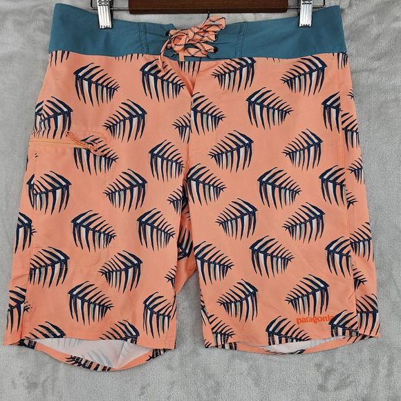 Patagonia Other - Patagonia Mens Size 31 Boardshorts Swim Trunks Orange Leaf Print Quick Dry